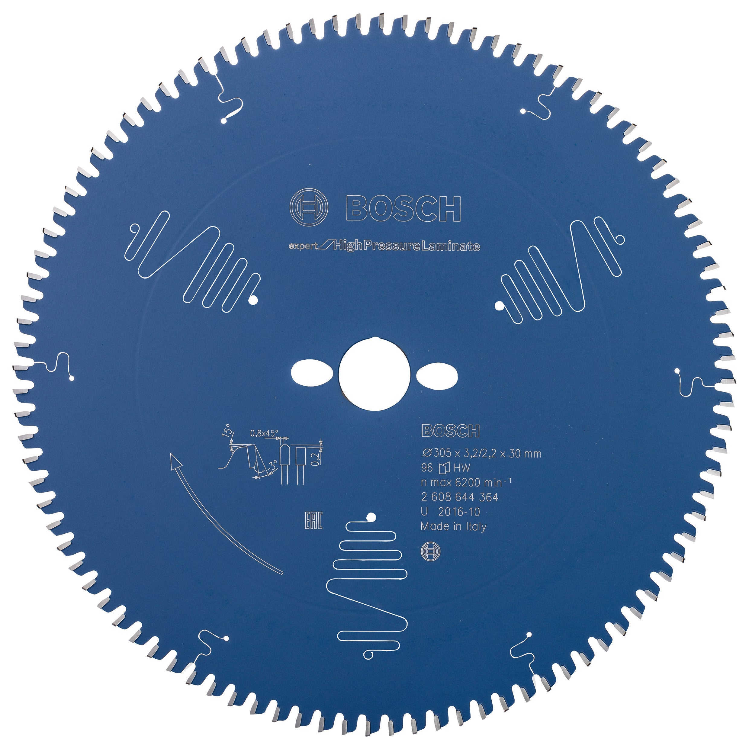 Bosch Professional Expert Circular Saw Blade for High Pressure Laminate and Miter Saw - 305x30x3.2x96T