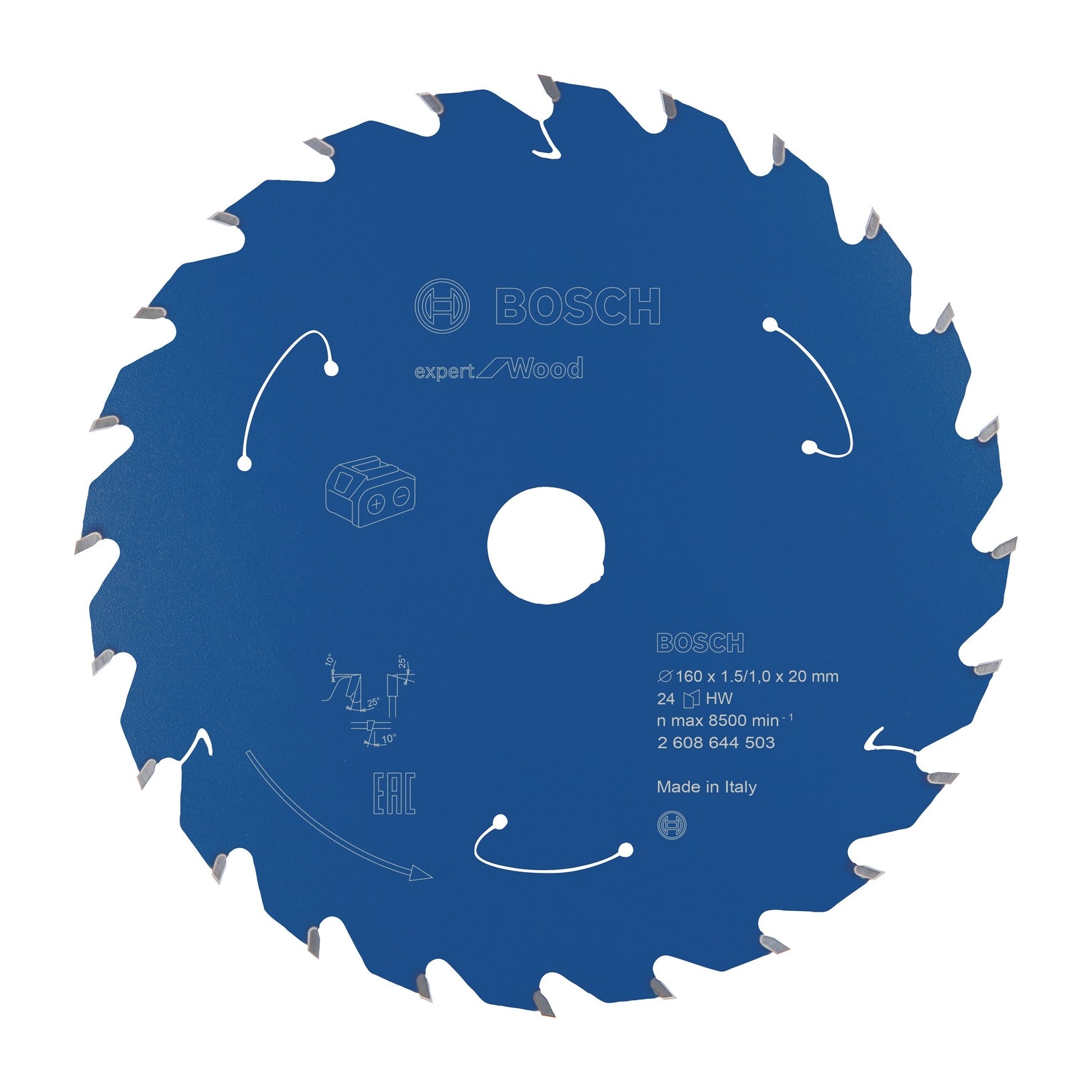 Bosch Professional Expert Circular Saw Blade for Cordless Saws - Wood, 160x1.5/1x20 T24