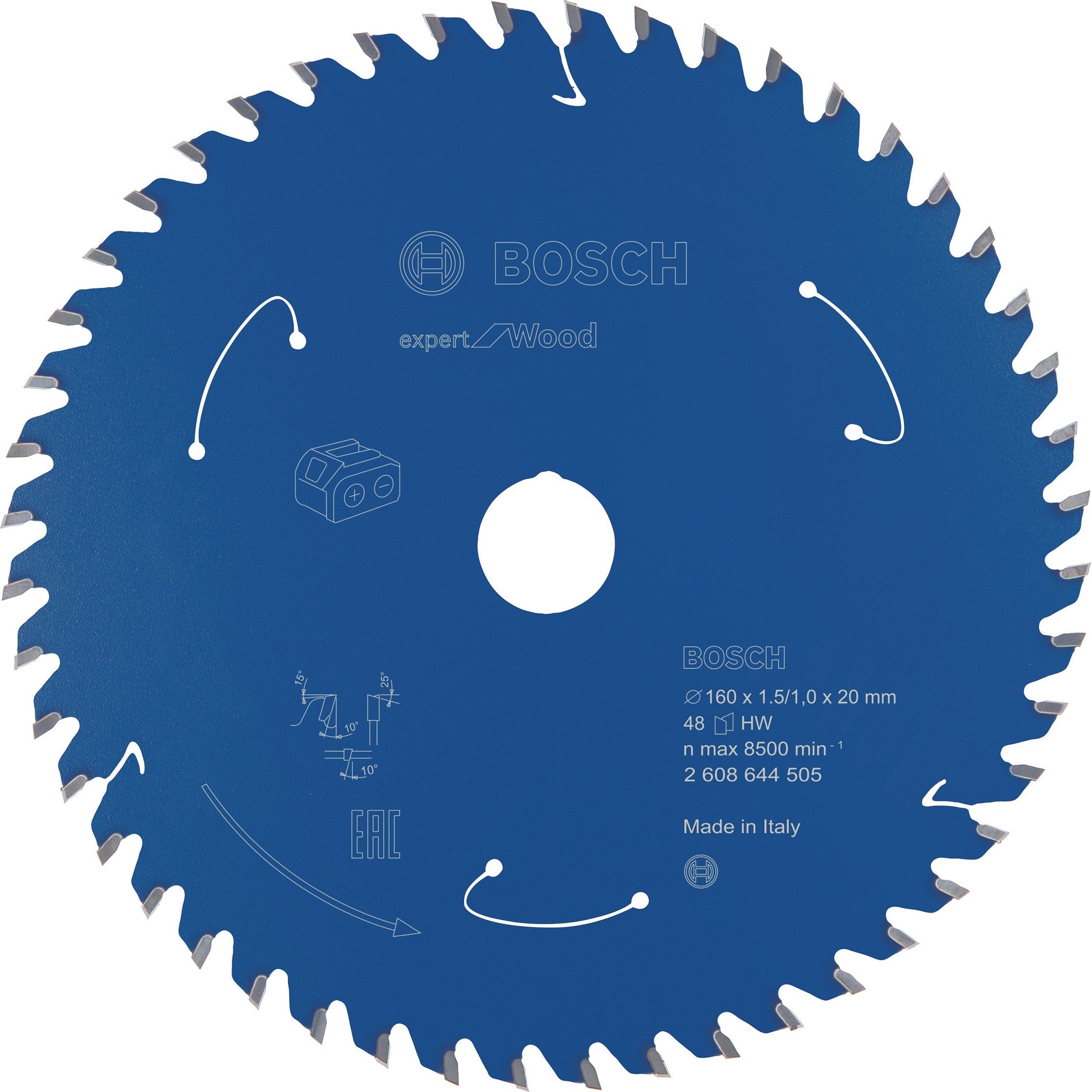 Bosch Professional Expert Circular Saw Blade for Cordless Saws - Wood, 160x1.5/1x20 T48