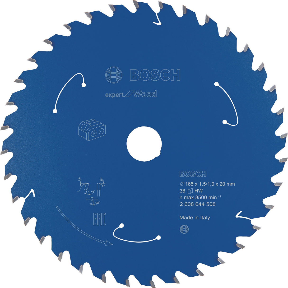 Bosch Professional Expert Circular Saw Blade for Cordless Saws - Wood, 165x1.5/1x20 T36