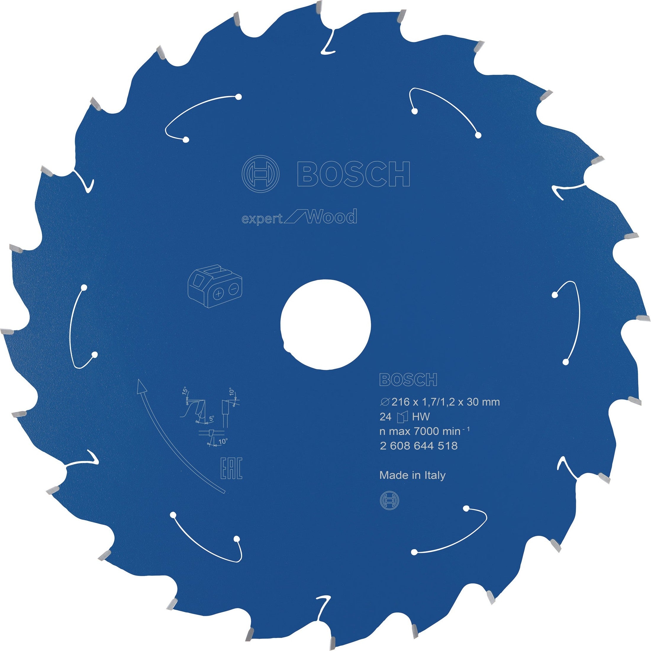 Bosch Professional Expert Circular Saw Blade for Wood - Cordless Saws - 216x1.7/1.2x30 T24