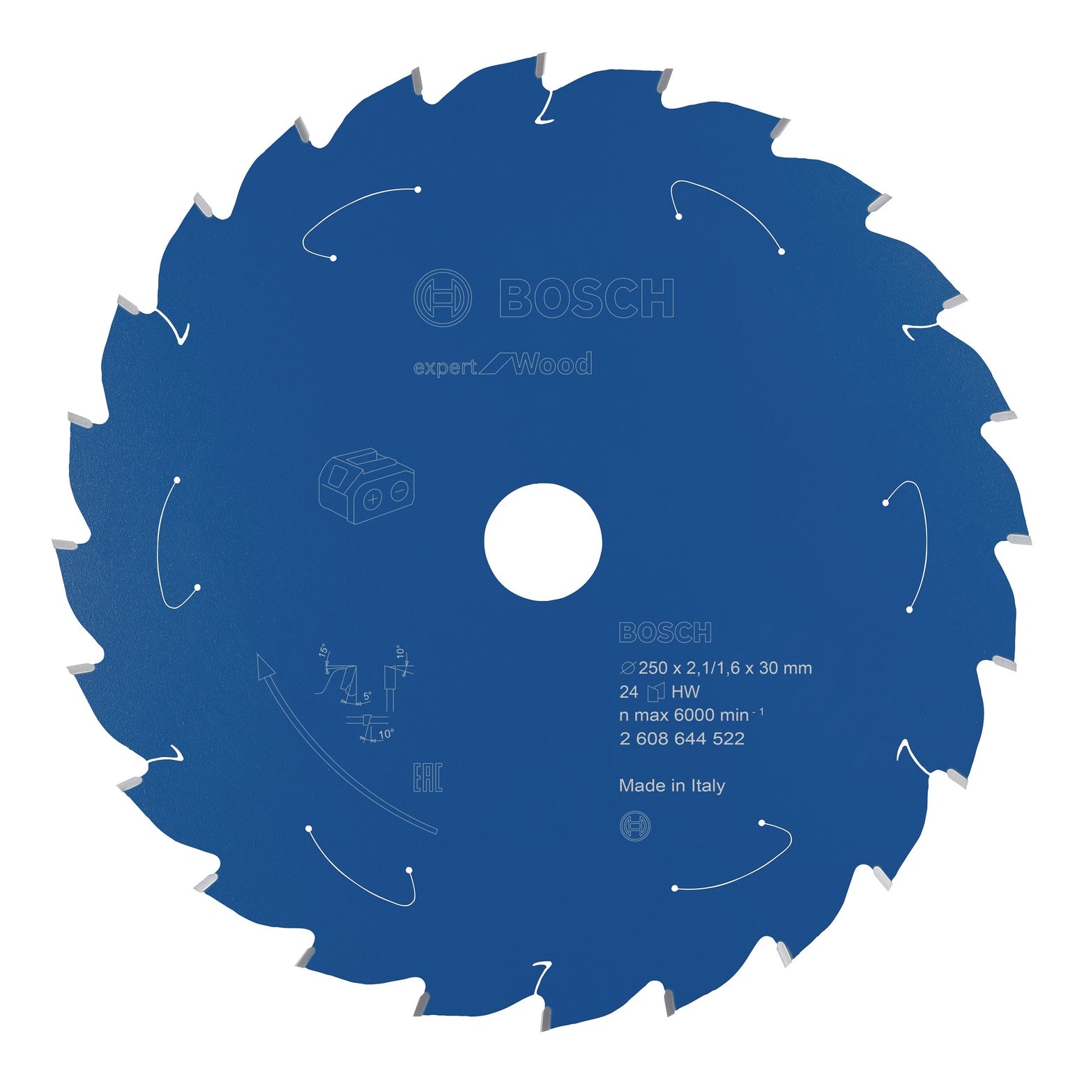 Bosch Professional Expert Circular Saw Blade for Wood - Cordless Saws - 250x2.1/1.6x30 T24