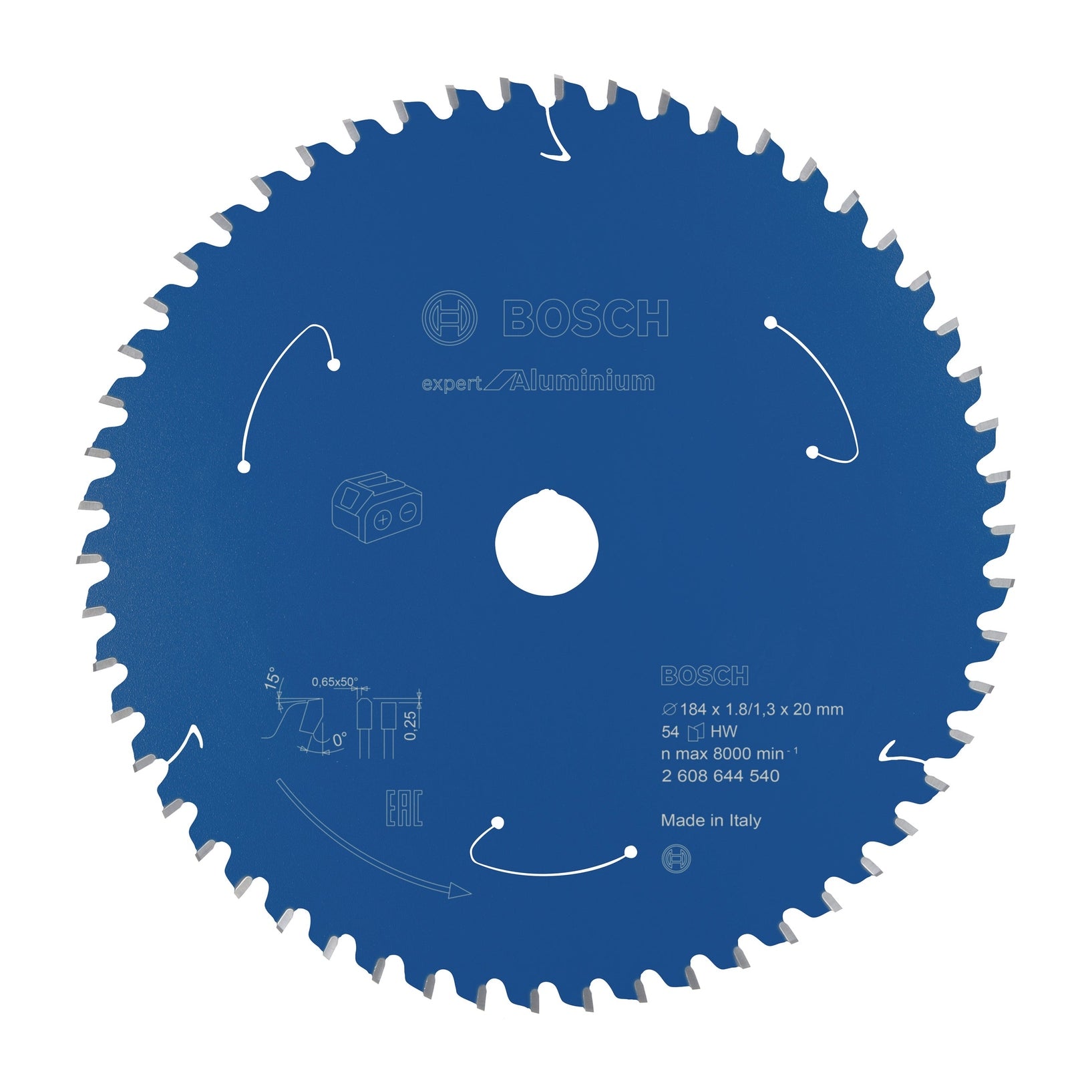 Bosch Professional Expert Aluminium Circular Saw Blade for Cordless Saws - 184x1.8/1.3x20 T54