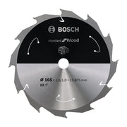 Bosch Professional Circular Saw Blade for Cordless Saws - Standard for Wood - 165x1.5/1x15.875 T12