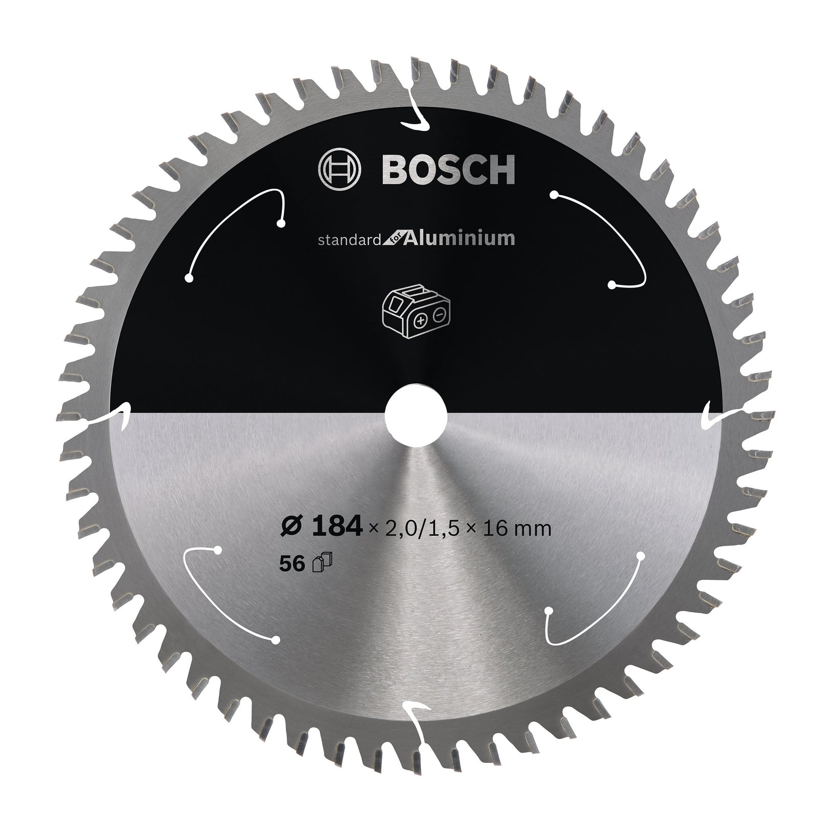 Bosch Professional Aluminium Circular Saw Blade for Cordless Saws - 184x2/1.5x16 T56 - Standard