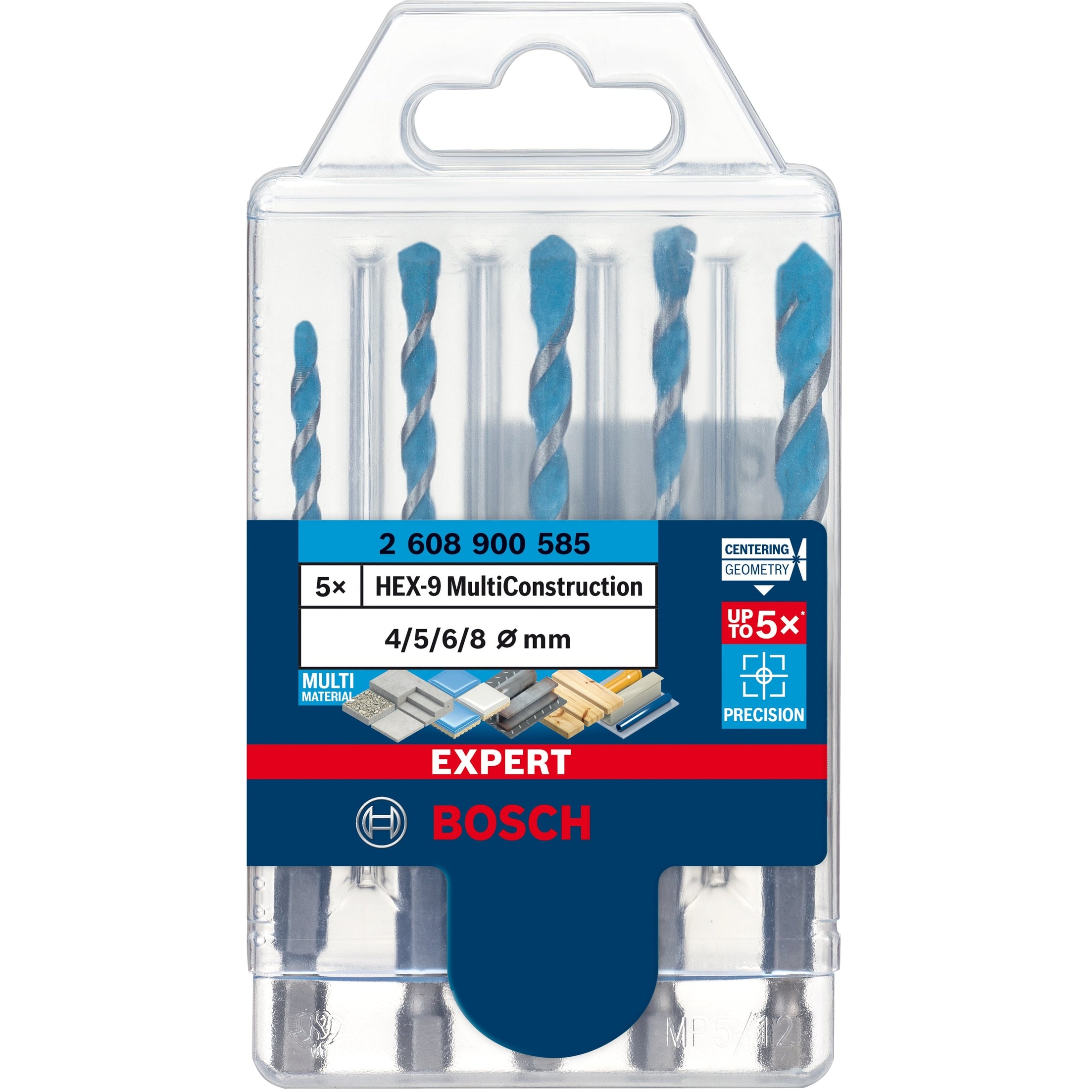 Bosch Professional Expert MultiConstruction HEX-9 Drill Bit Set, 5-pc  - 4/5/6/6/8 mm