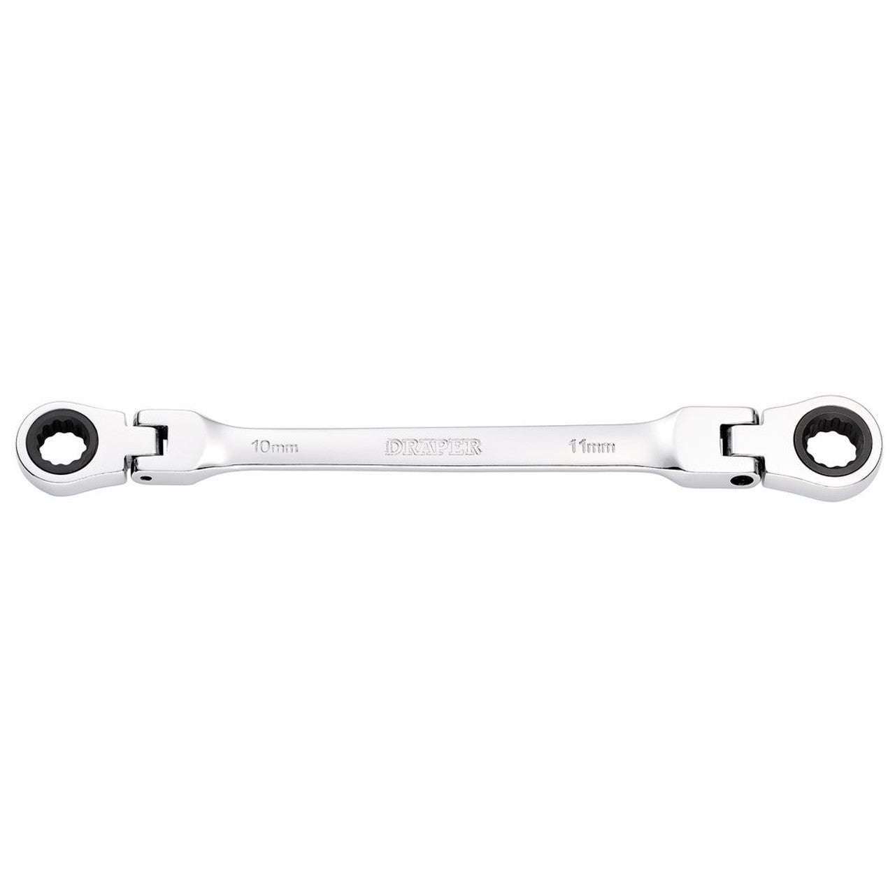 Draper Tools HI-TORQ® Metric Flexible Head Double Ring Ratchet Spanner, 10 x 11mm