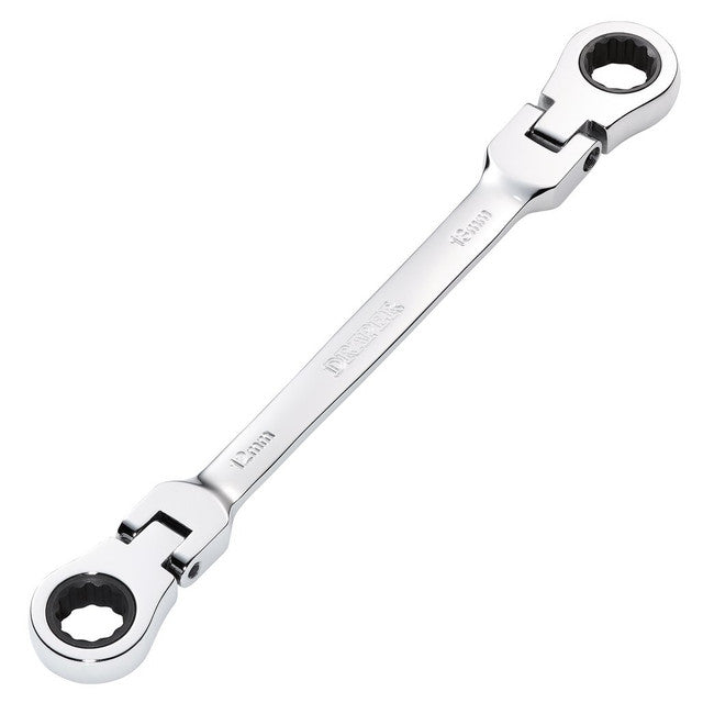 Draper Tools HI-TORQ® Metric Flexible Head Double Ring Ratchet Spanner, 12 x 13mm