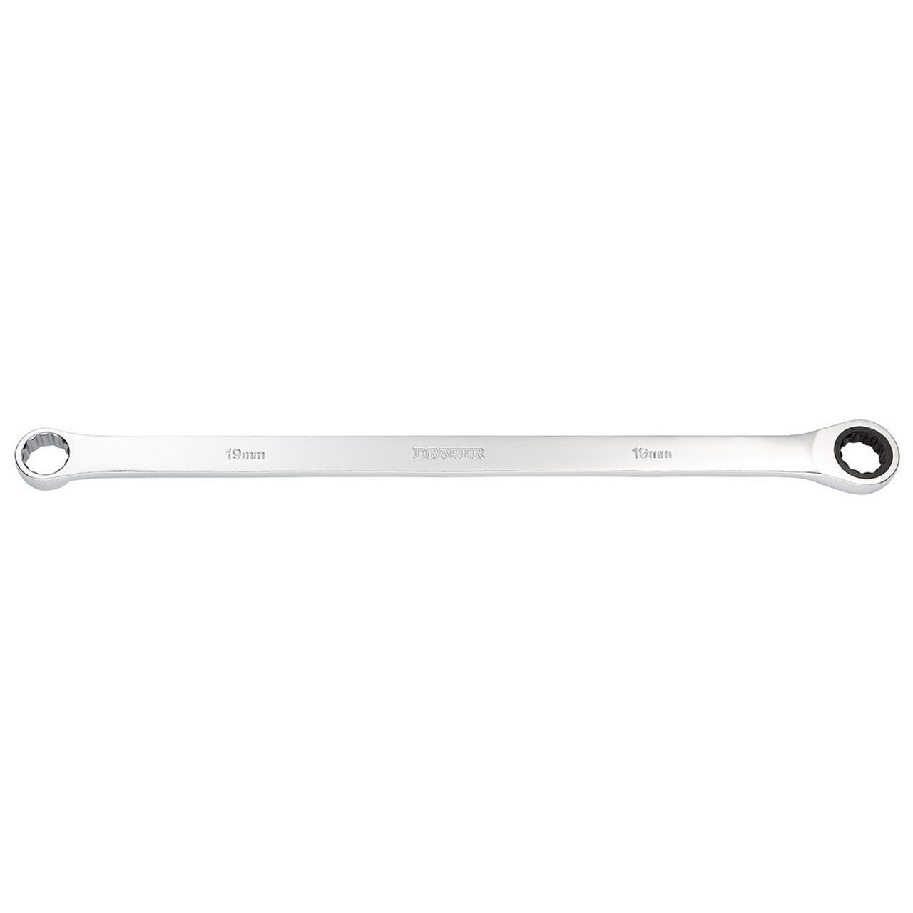 Draper Tools HI-TORQ® Metric Extra-Long Double Ring Ratchet Spanner, 19mm