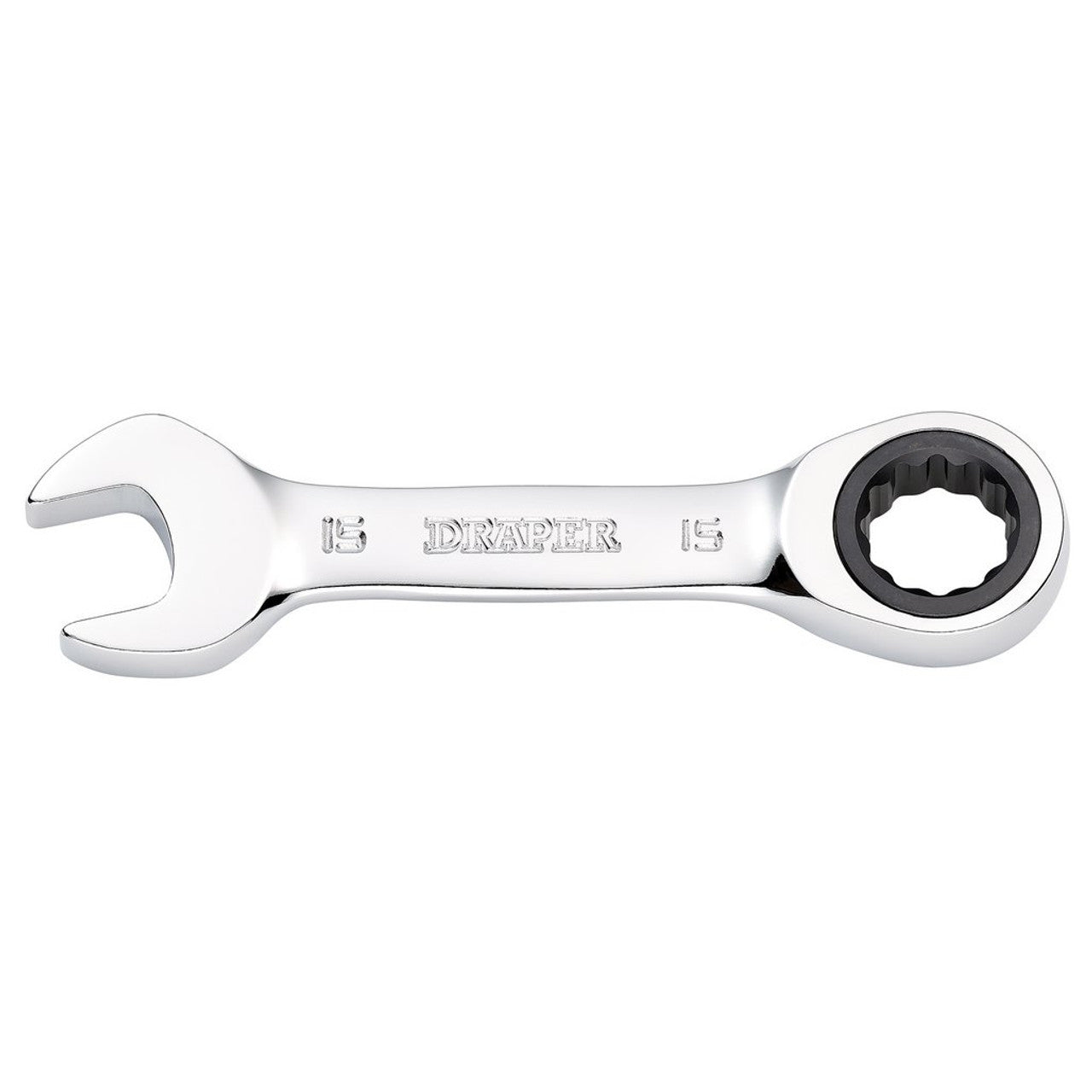 Draper Tools HI-TORQ® Metric Stubby Ratchet Combination Spanner, 15mm