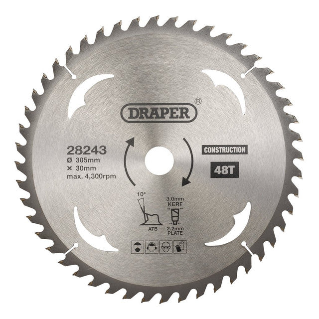Draper Tools TCT Construction Circular Saw Blade, 305 x 30mm, 48T