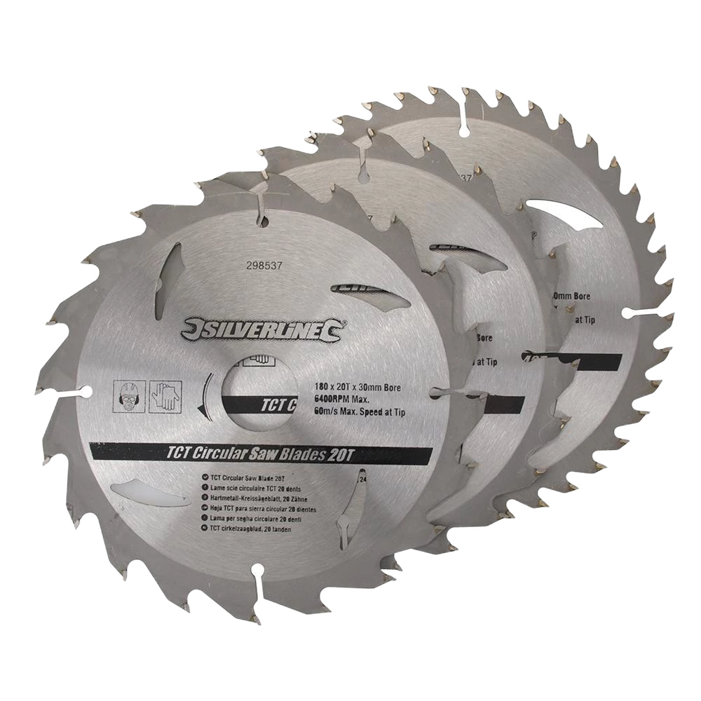 Silverline TCT Circular Saw Blades 20, 24, 40T 3Pk