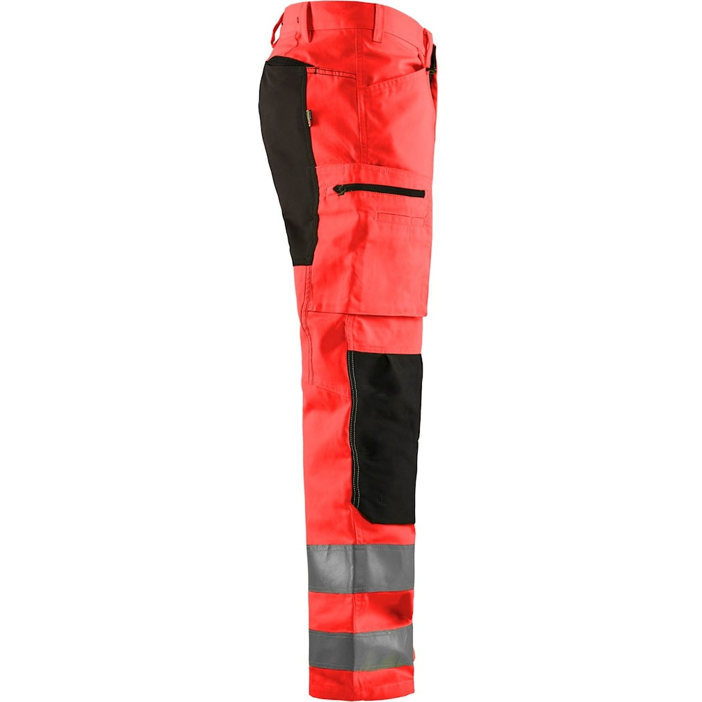 Blaklader Hi-Vis Trousers with Stretch 1585 - Hi-Vis Red/Black