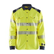 Blaklader Multinorm Shirt 3239 #colour_hi-vis-yellow-navy-blue