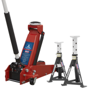 Sealey Trolley Jack 3t & Axle Stands (Pair) 3t per Stand Combo 3000CXDCOMBO1