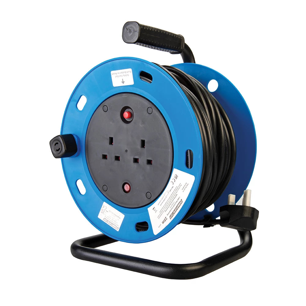 Powermaster Cable Reel Freestanding 13A 230V - 2-Gang 25m