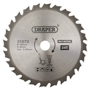 Draper Tools TCT Multi-Purpose Circular Saw Blade, 255 x 30mm, 24T
