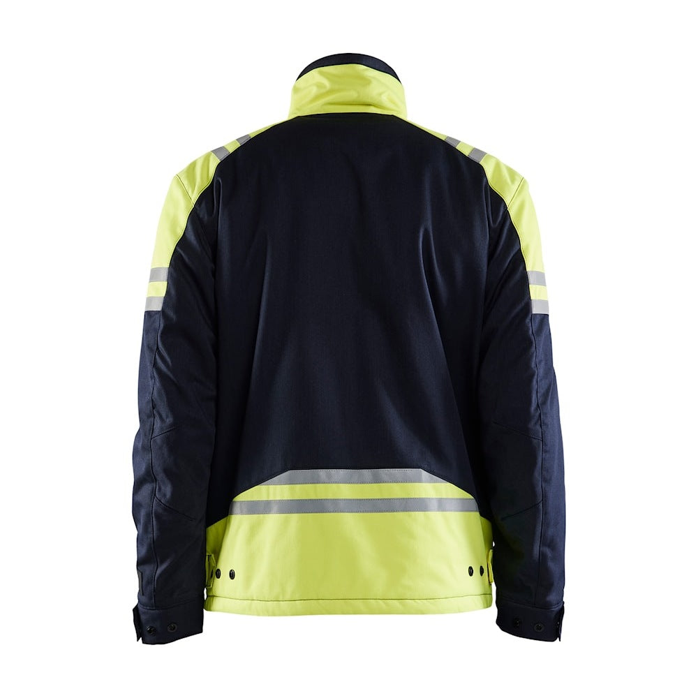 Blaklader Winter Jacket Inherent Steel 4515 #colour_navy-blue-hi-vis-yellow