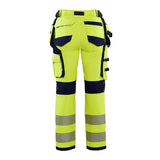 Blaklader Women's 4-Way-Stretch Hi-Vis Trousers 7197 #colour_hi-vis-yellow-navy-blue