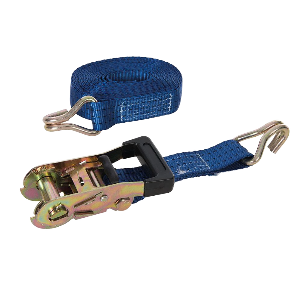 Silverline Rubber-Handled Ratchet Tie Down Strap J-Hook 6m x 38mm - Rated 1000kg/Capacity 2000kg