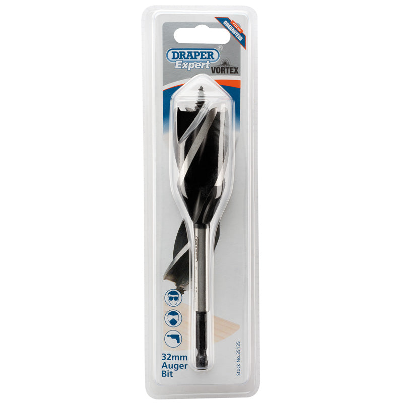 Draper Tools 4 Fluted Auger Bit, 32 x 165mm