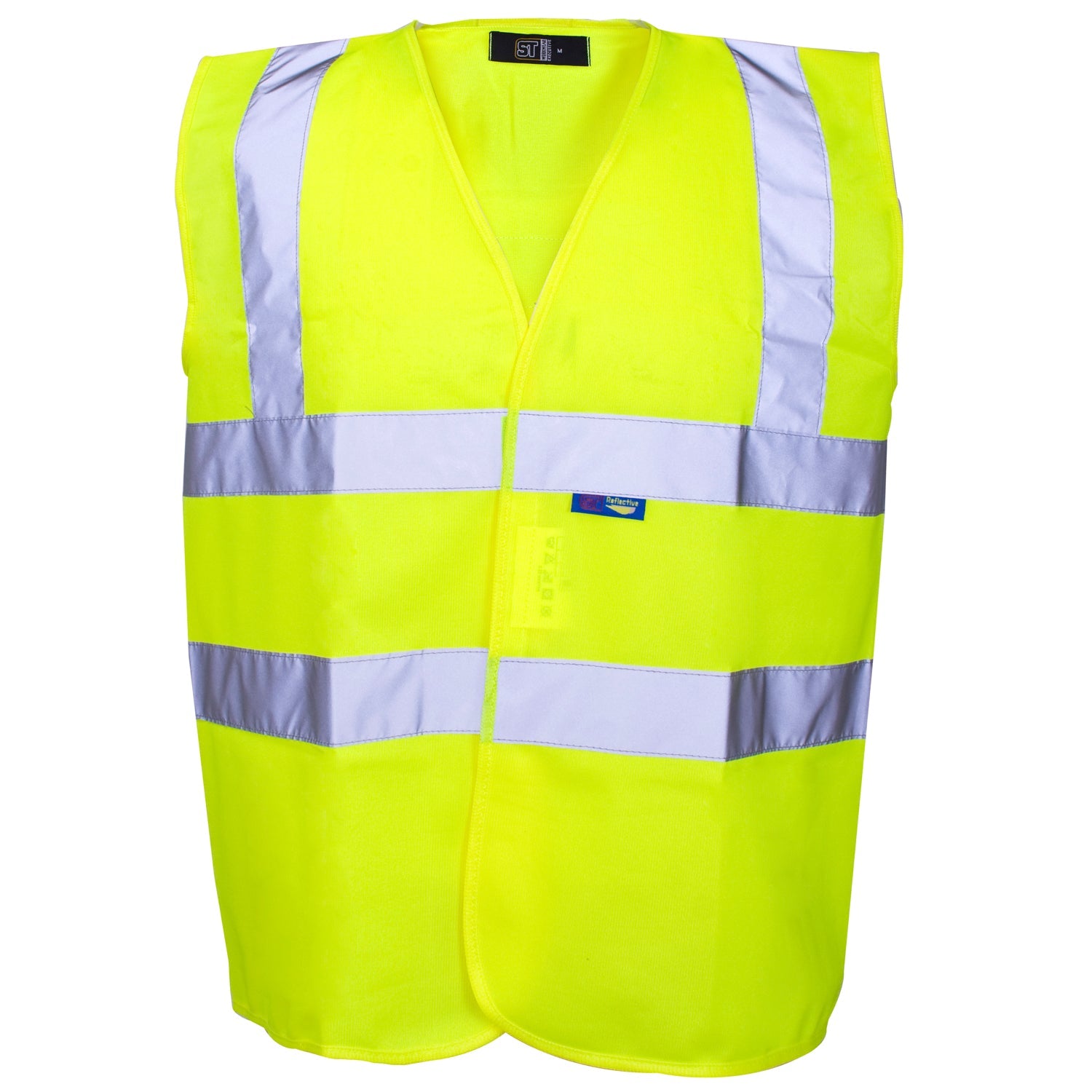 Supertouch Hi Vis Yellow Velcro Vest - Yellow Binding - Velcro