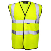 Supertouch Hi Vis Yellow Velcro Vest - Black Binding - Velcro