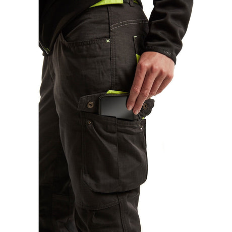 Blaklader Women's Service Trousers with Stretch 7195 #colour_black-hi-vis-yellow