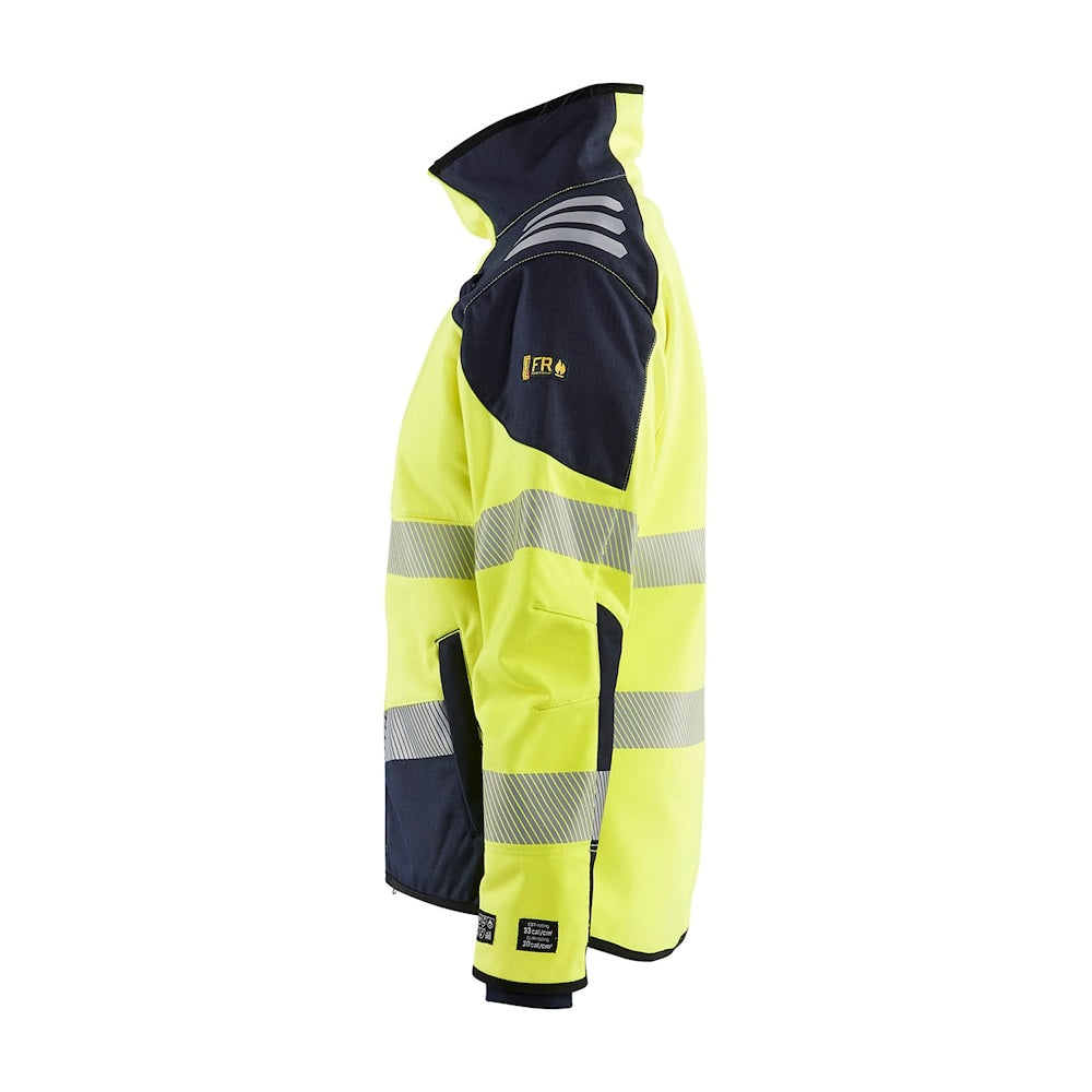 Blaklader Softshell Jacket Multinorm Women 4448 #colour_hi-vis-yellow-navy-blue