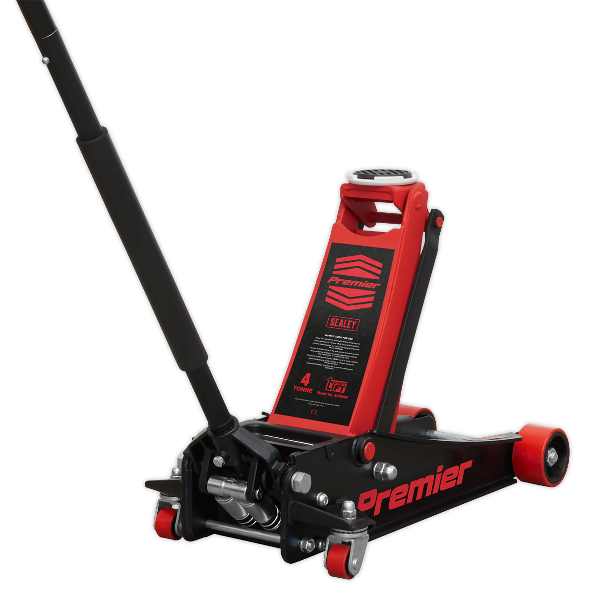 Sealey Trolley Jack 4 Tonne Low Profile Rocket Lift Red