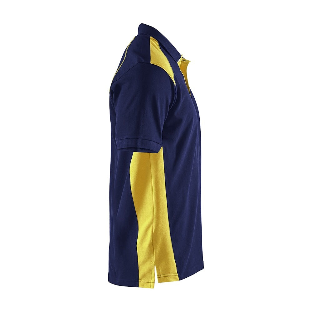 Blaklader Polo Shirt 3324 #colour_navy-blue-hi-vis-yellow