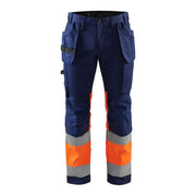 Blaklader Hi-Vis Trousers with Stretch 1558 - Navy Blue/Hi-Vis Orange