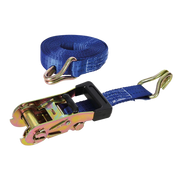 Silverline Rubber-Handled Ratchet Tie Down Strap J-Hook 6m x 38mm - Rated 750kg/Capacity 1500kg