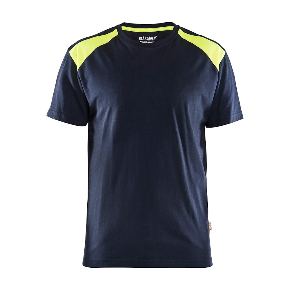 Blaklader T-Shirt 3379 #colour_dark-navy-blue-hi-vis-yellow