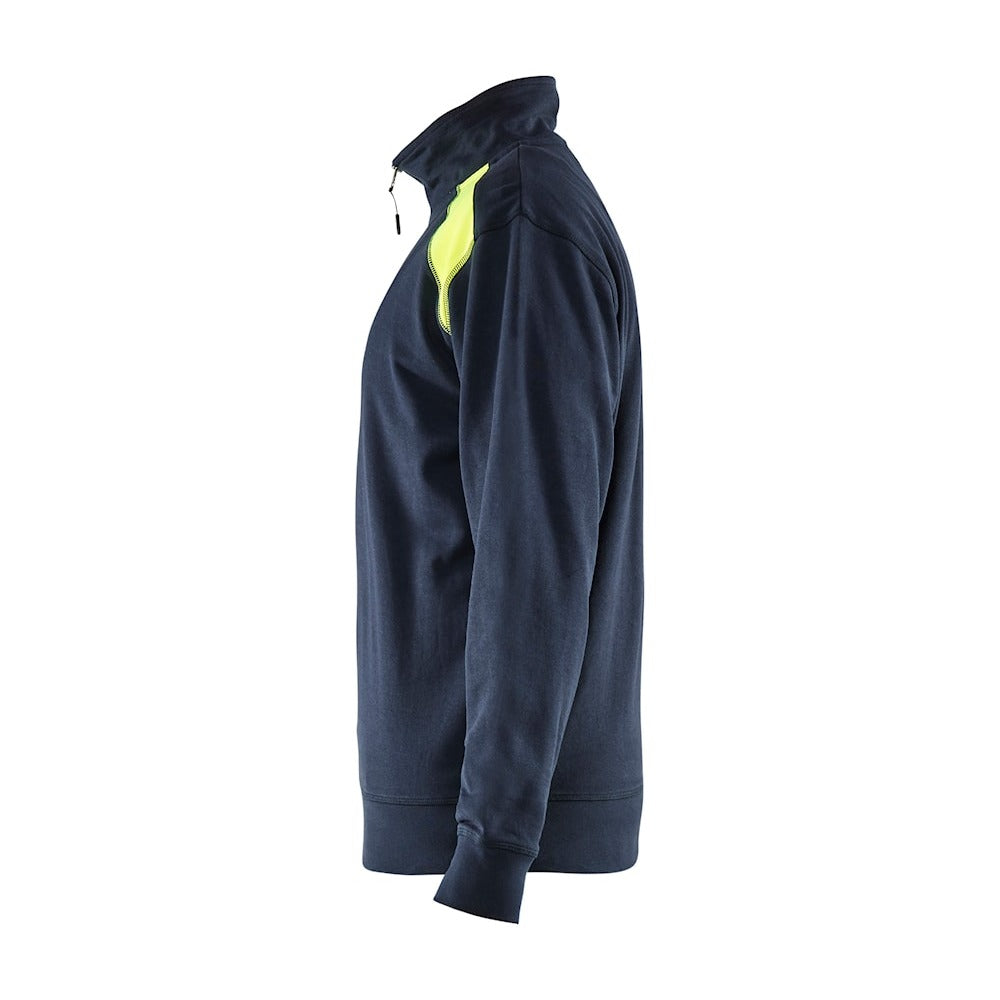 Blaklader Half-Zip 2-Tone Sweatshirt 3353 - Dark Navy Blue/Hi-Vis Yellow