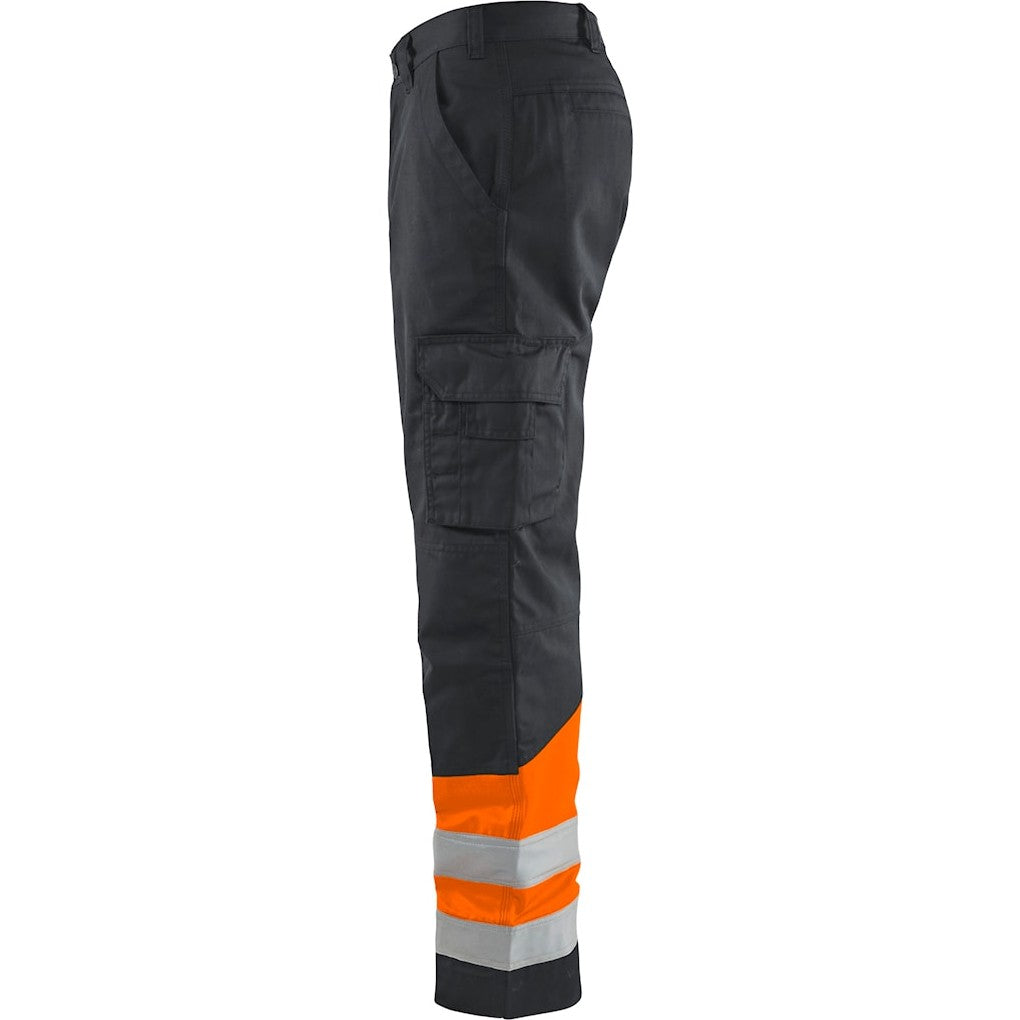 Blaklader Hi-Vis Trousers 1564 - Mid Grey/ Hi-Vis Orange