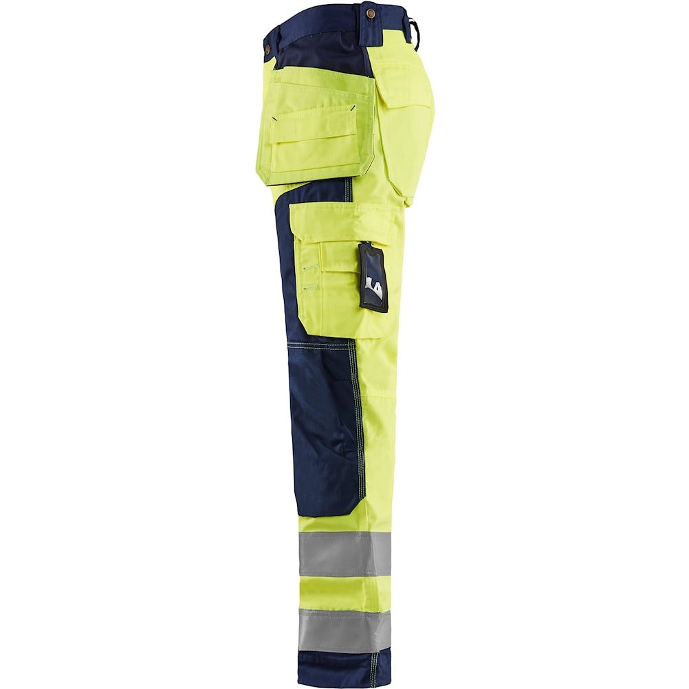 Blaklader Hi-Vis Craftsman Trousers 1568 - Hi-Vis Yellow/Navy Blue