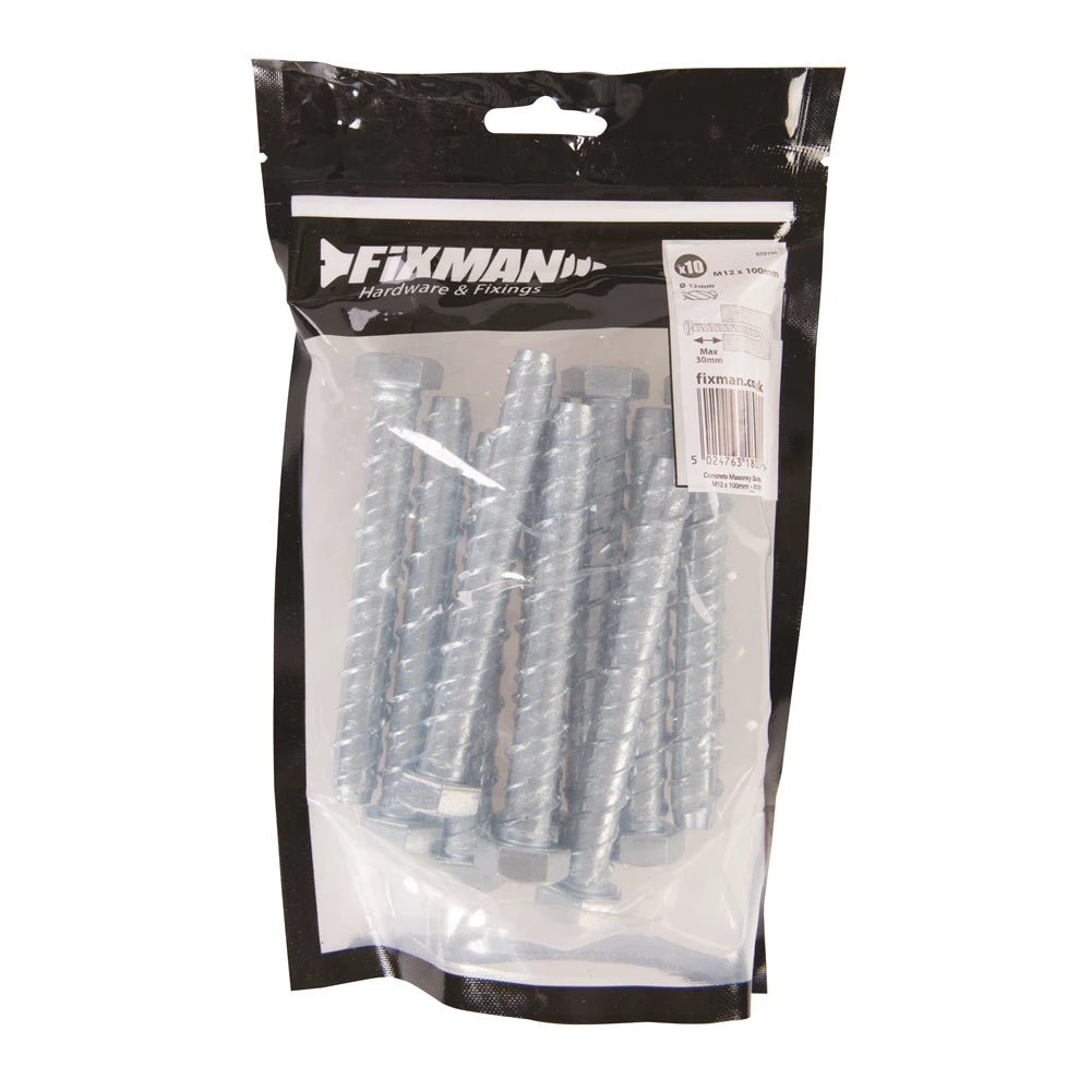 Fixman Concrete Masonry Bolts 10Pk