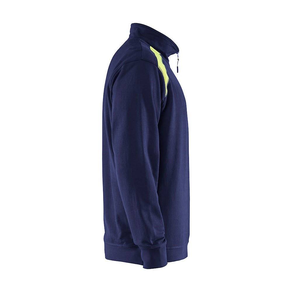 Blaklader Half-Zip 2-Tone Sweatshirt 3353 - Navy Blue/Hi-Vis Yellow