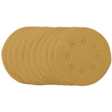 Draper Tools Gold Sanding Discs With Hook & Loop, 125mm, 240 Grit, 8 Dust Extraction Holes (Pack Of 10)