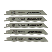 Silverline Reciprocating Saw Blades For Wood 5Pk - HCS - 6tpi - 150mm