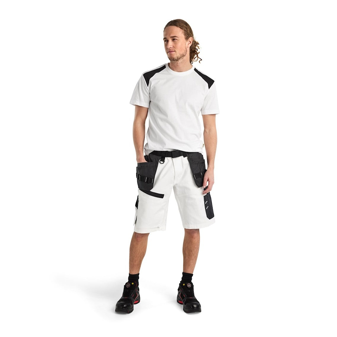 Blaklader X1500 Painters Shorts 1512 #colour_white-dark-grey