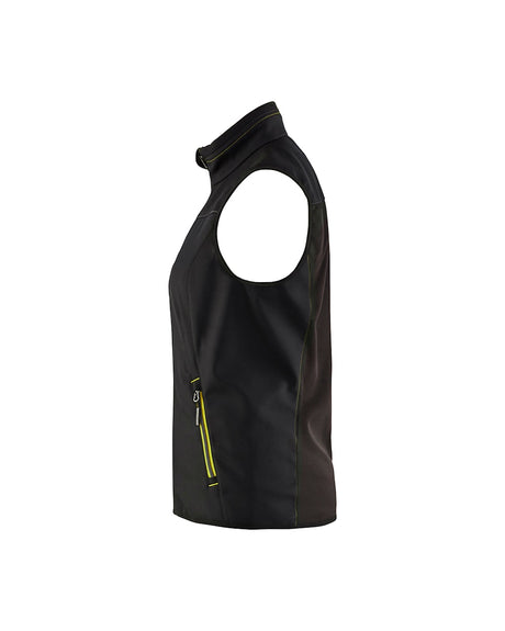Blaklader Women's Softshell Vest 3851 #colour_black-hi-vis-yellow