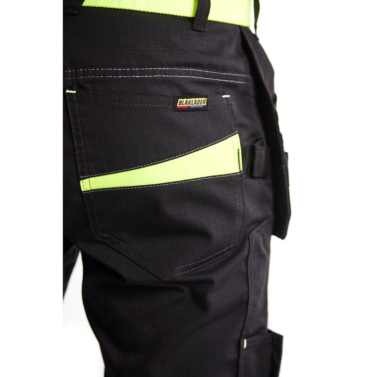 Blaklader Service Shorts with Nailpockets 1494 #colour_black-hi-vis-yellow