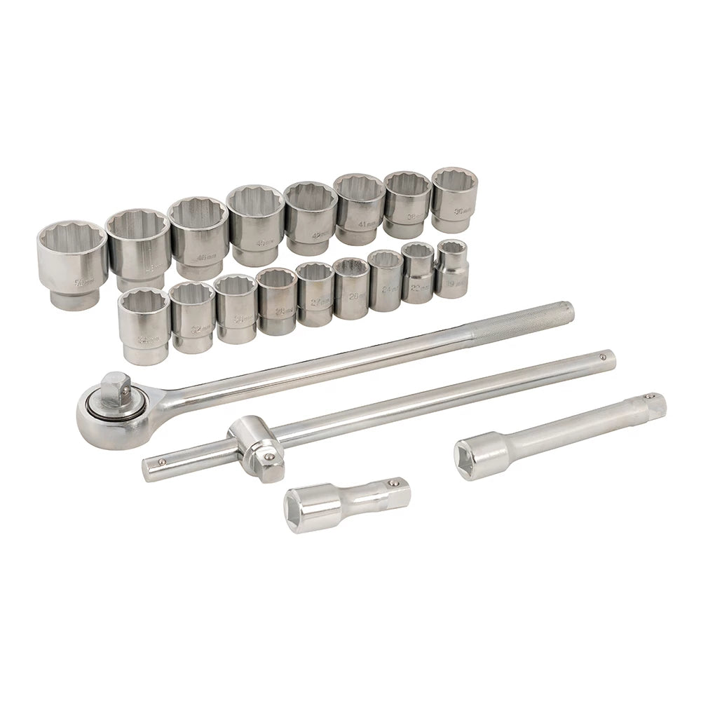 Silverline Socket Set 3/4" Drive Metric 21Pce