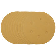 Draper Tools Gold Sanding Discs With Hook & Loop, 150mm, 320 Grit, 6 Dust Extraction Holes (Pack Of 10)