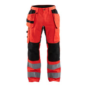 Blaklader Hi-Vis Trousers with Stretch 1552 - Hi-Vis Red/Black