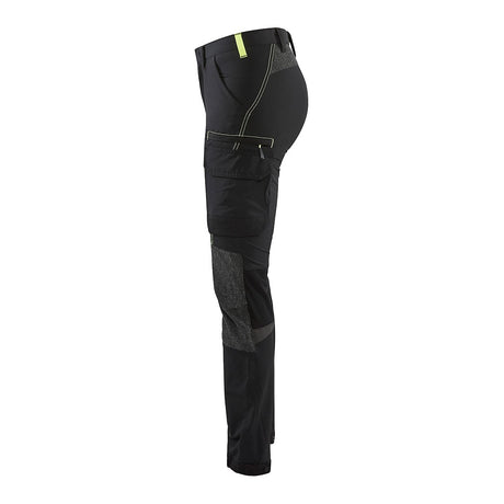 Blaklader Ladies 4-Way Stretch Service Trousers 7122 #colour_black-hi-vis-yellow