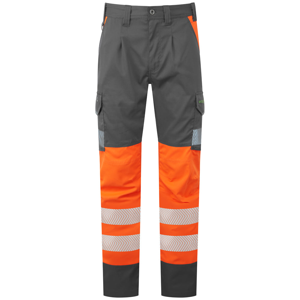WINSFORD Leo EcoViz Lightweight Polyester Stretch Cargo Trousers Hi Vis Stretch Workwear Knee Pad Pockets Multiple Waist Sizes 28–48 S R T