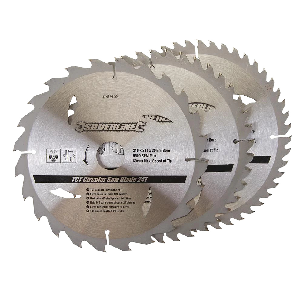 Silverline TCT Circular Saw Blades 24, 40, 48T 3Pk